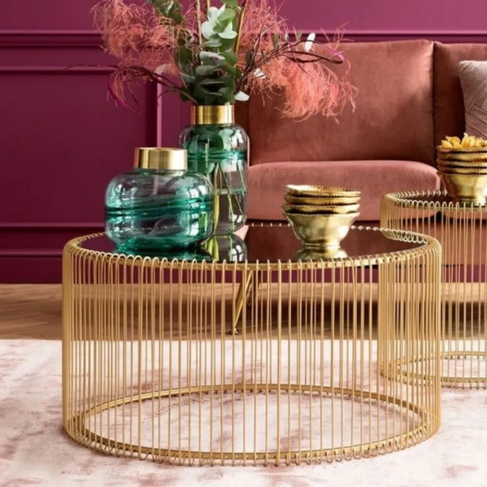 Salontafel Wire Uno Messing Ø80cm