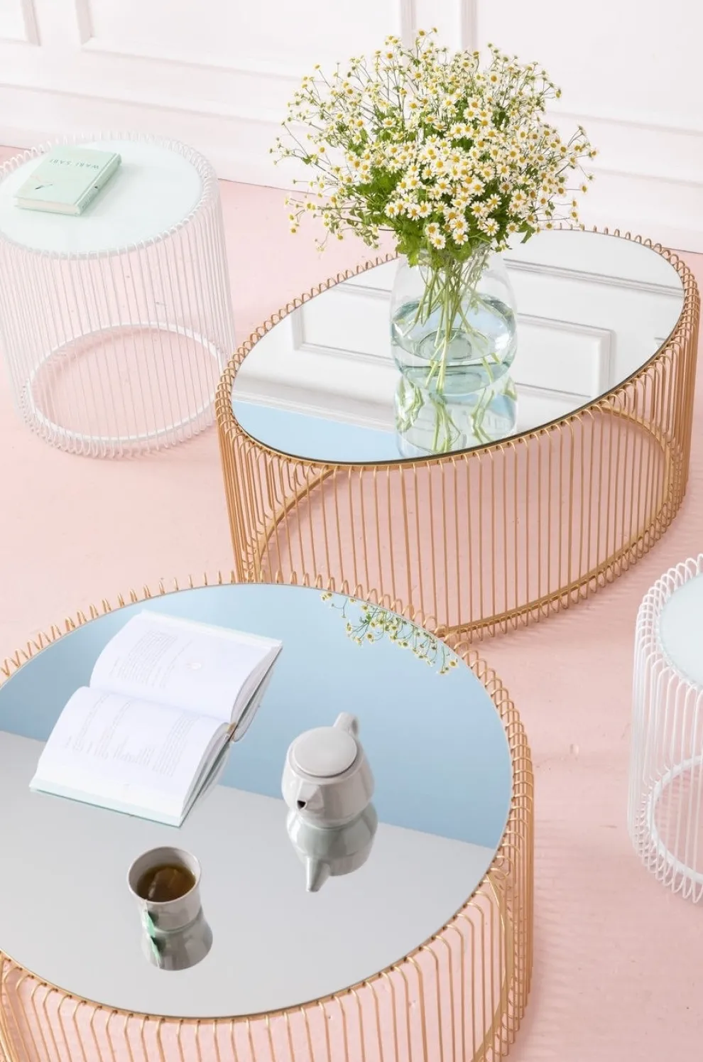 Salontafel Wire Uno Messing Ø80cm