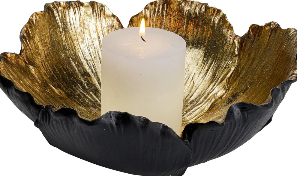 Schaal Flower Bloom Zwart Goud Ø25