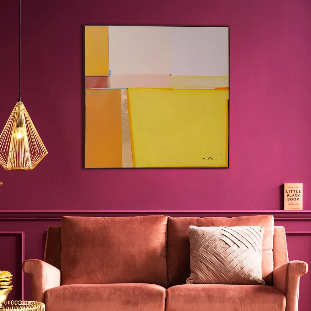 Schilderij Abstract Shapes Yellow 113x113cm