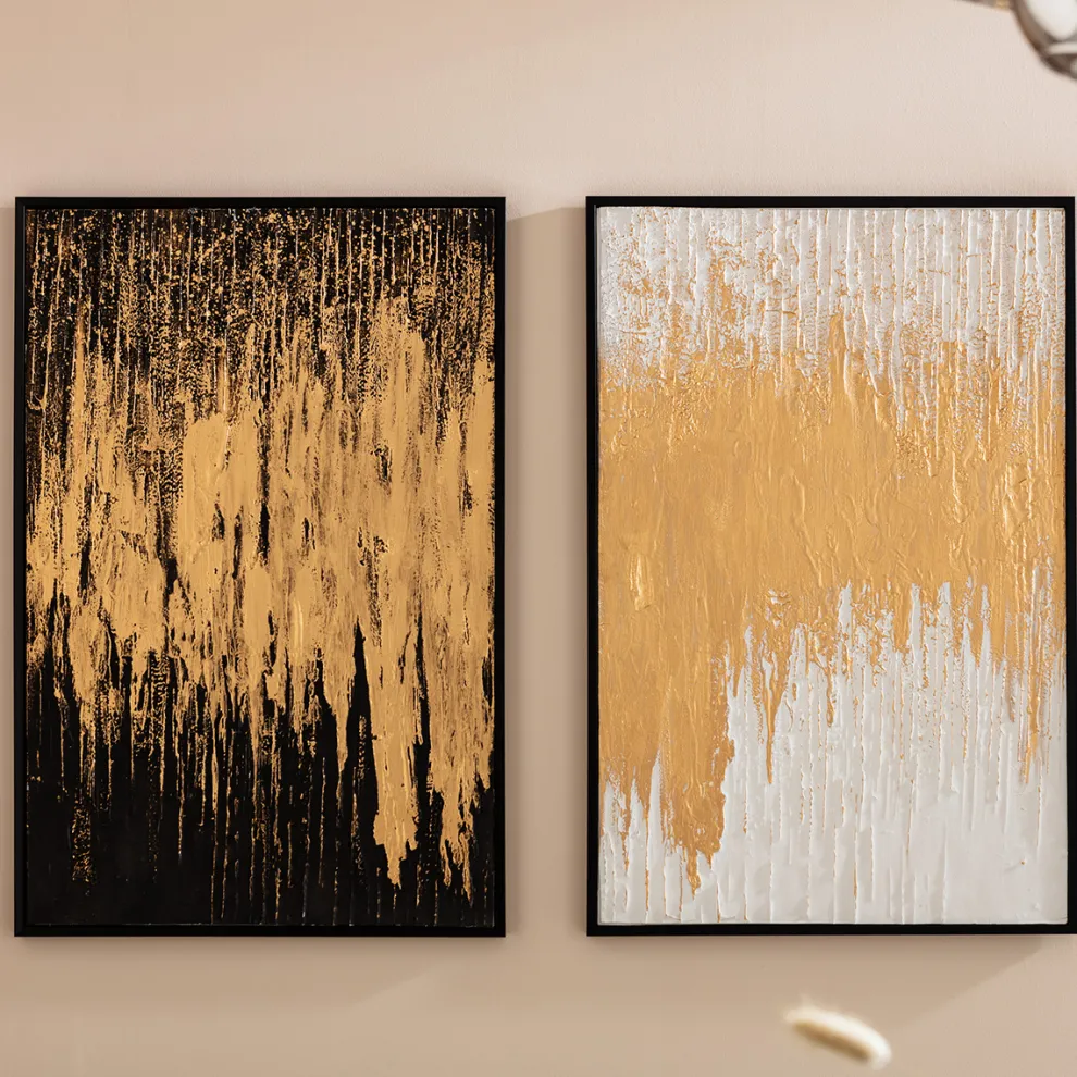 Schilderij Abstract Zwart 80x120cm