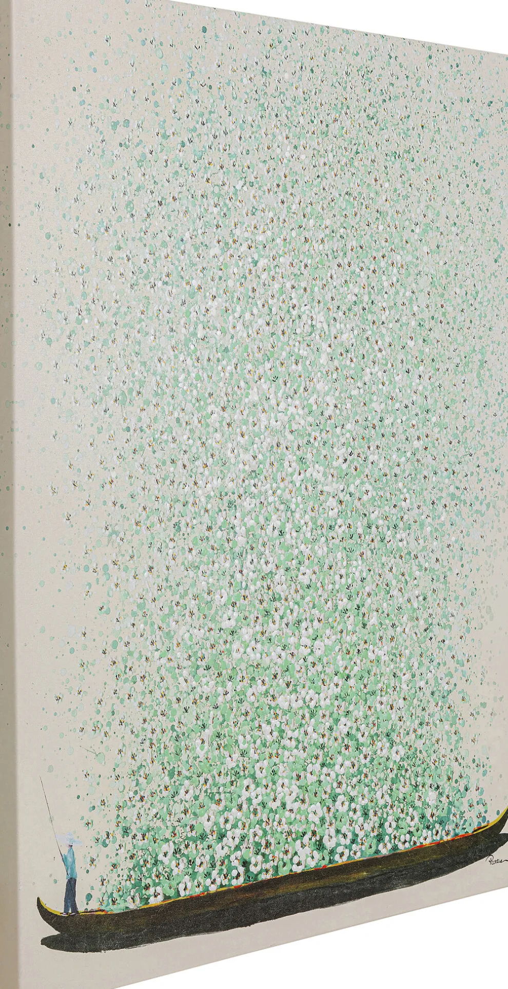 Schilderij Flower Boat Beige Green 80x100cm