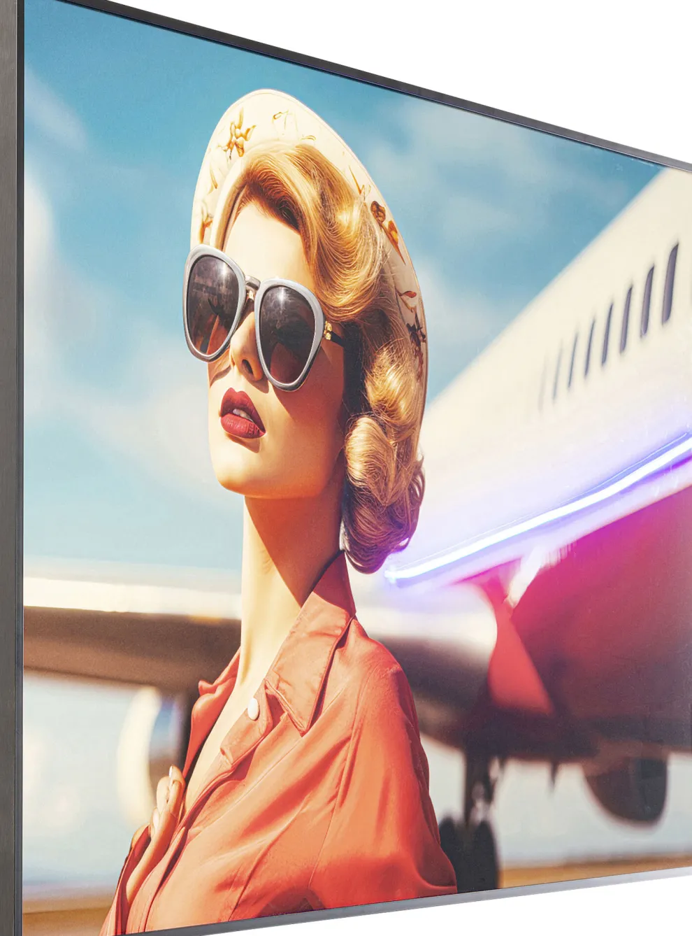 Schilderij Met Lijst LED Jetset Pose Lady 120x80cm