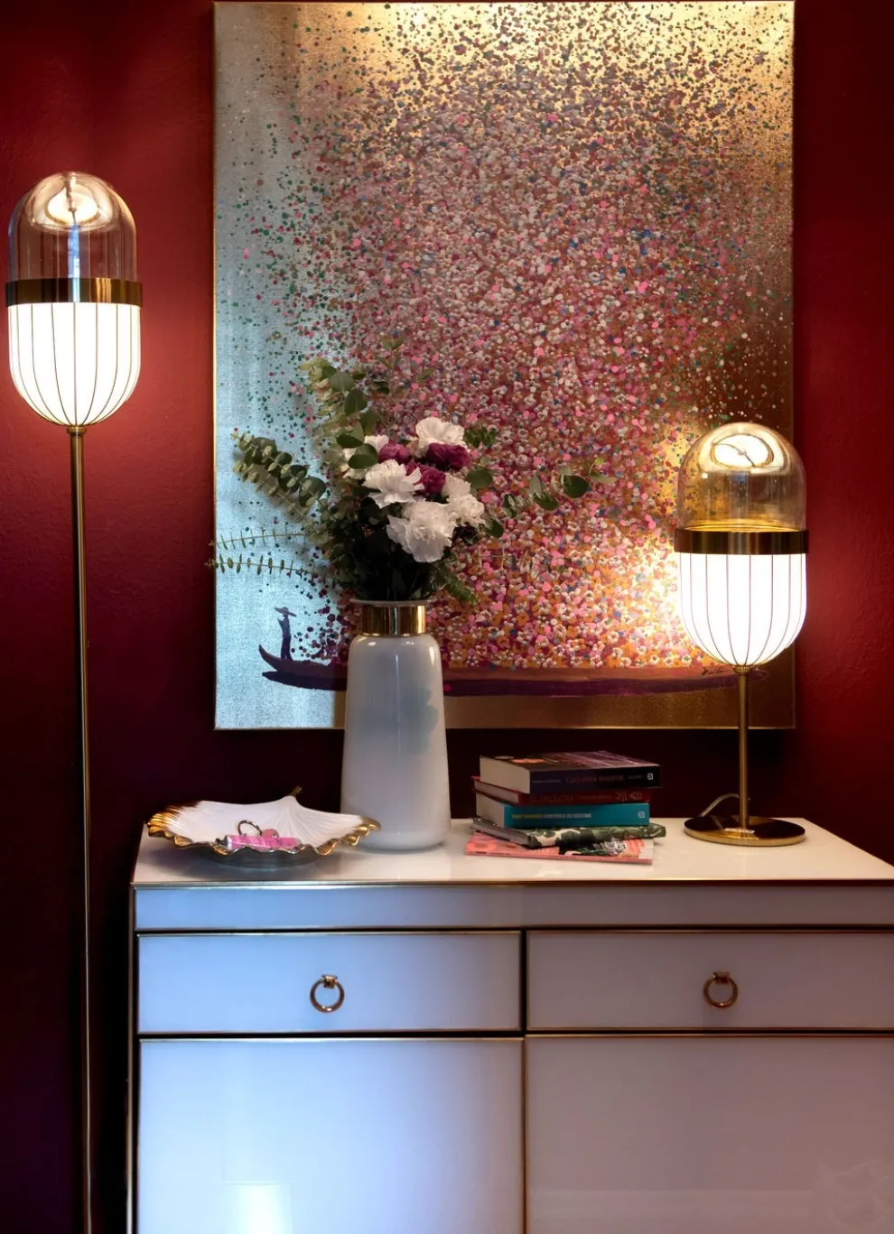 Schilderij Touched Flower Boat Goud-Roze 100x80cm