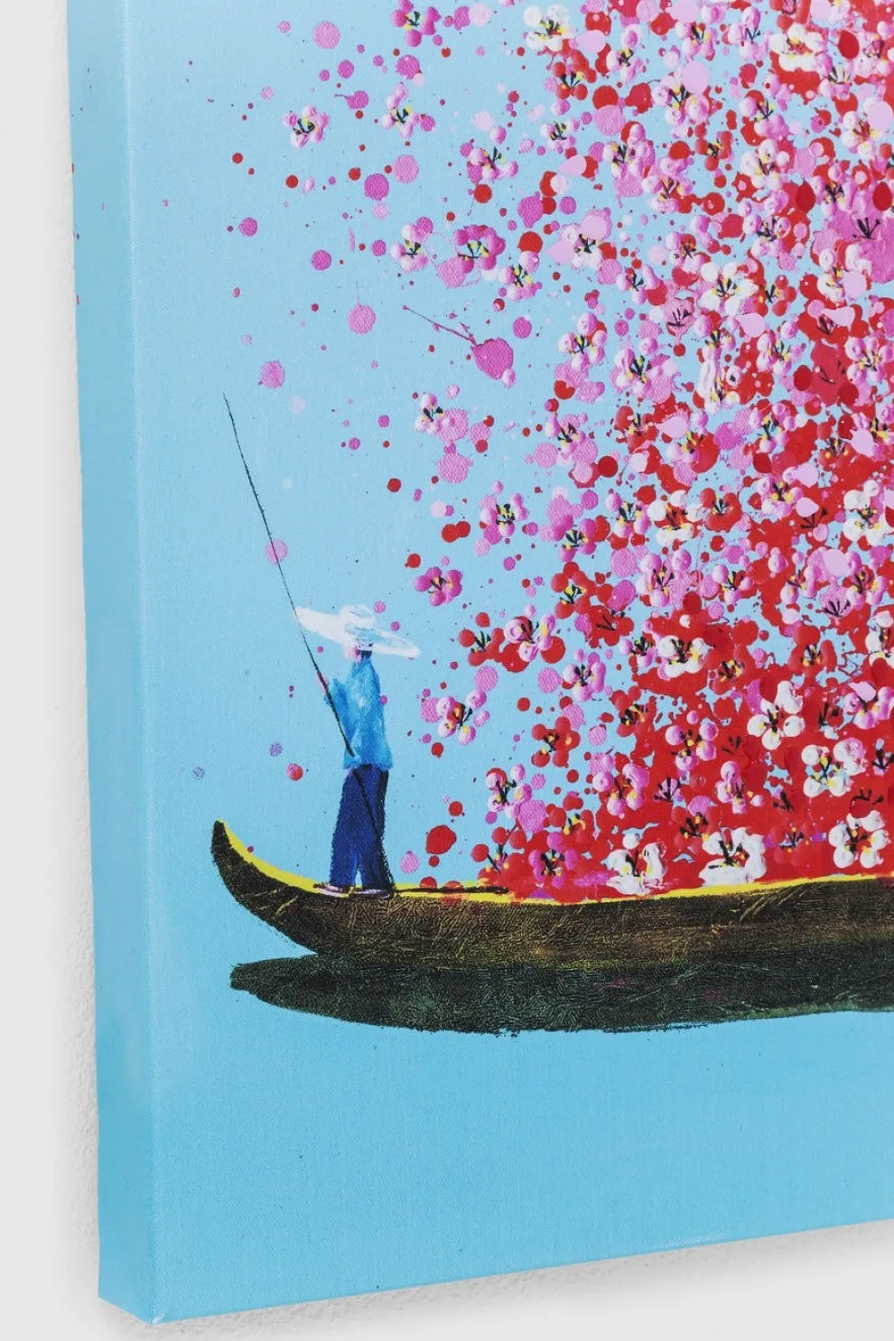 Schilderij Touched Flower Boat Blauw-Roze 100x80cm