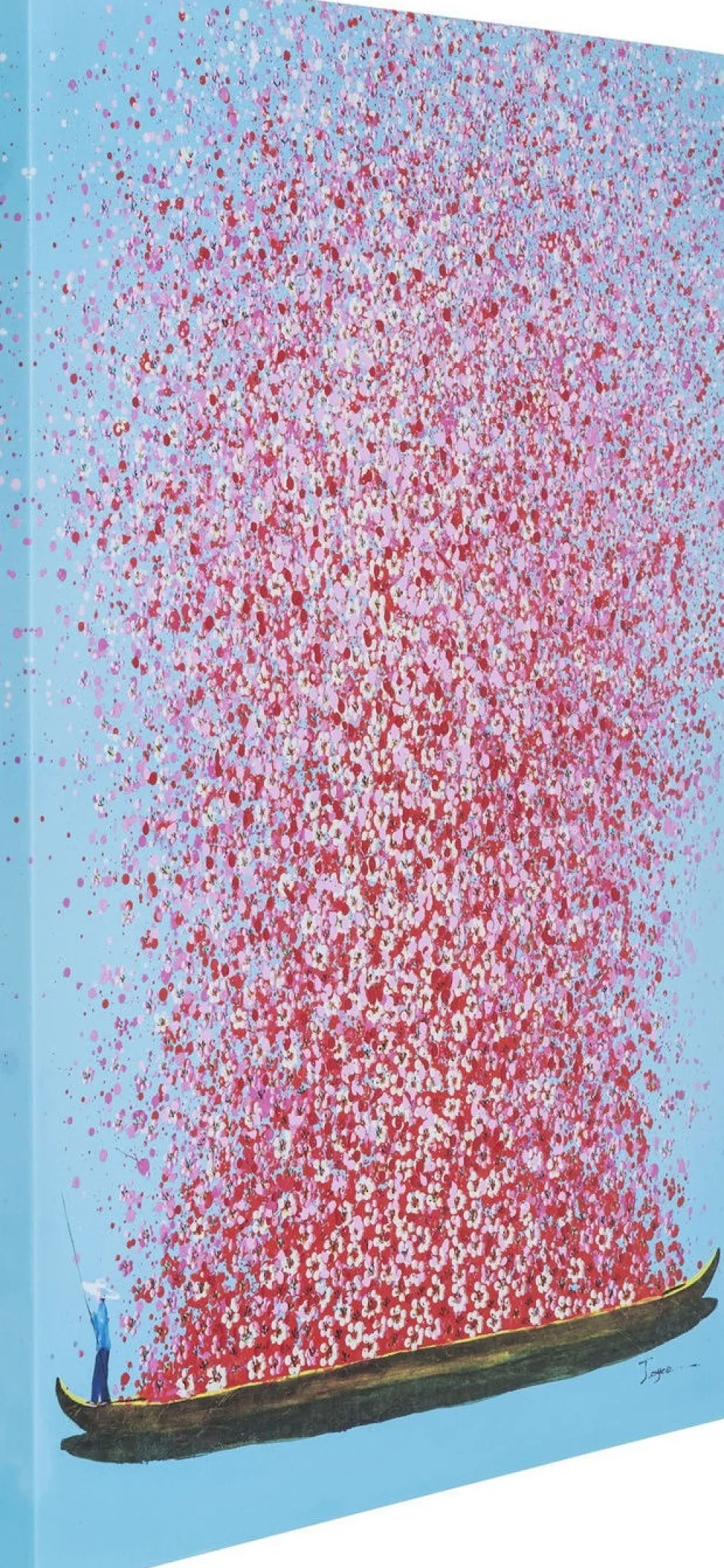 Schilderij Touched Flower Boat Blauw-Roze 100x80cm