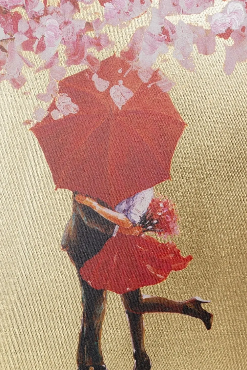 Schilderij Touched Flower Couple Goud-Roze 100x80cm