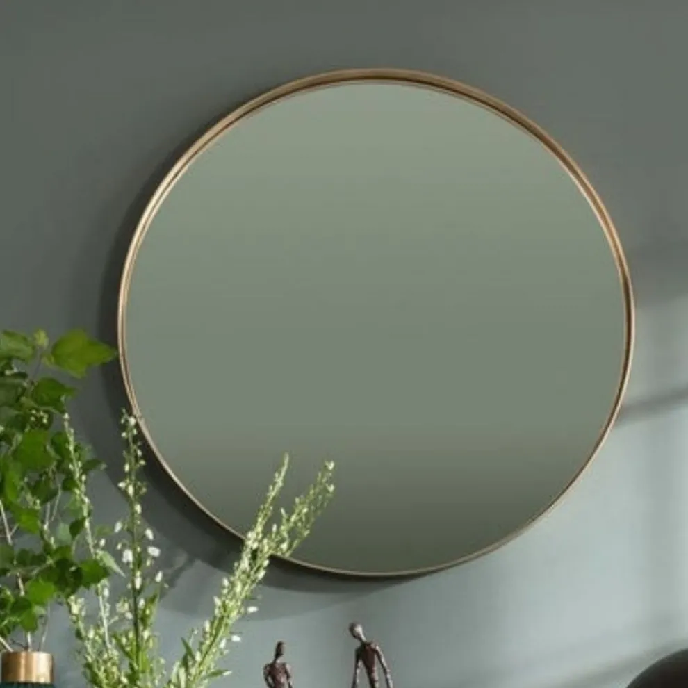 Spiegel Curve Rond Messing Ø100cm