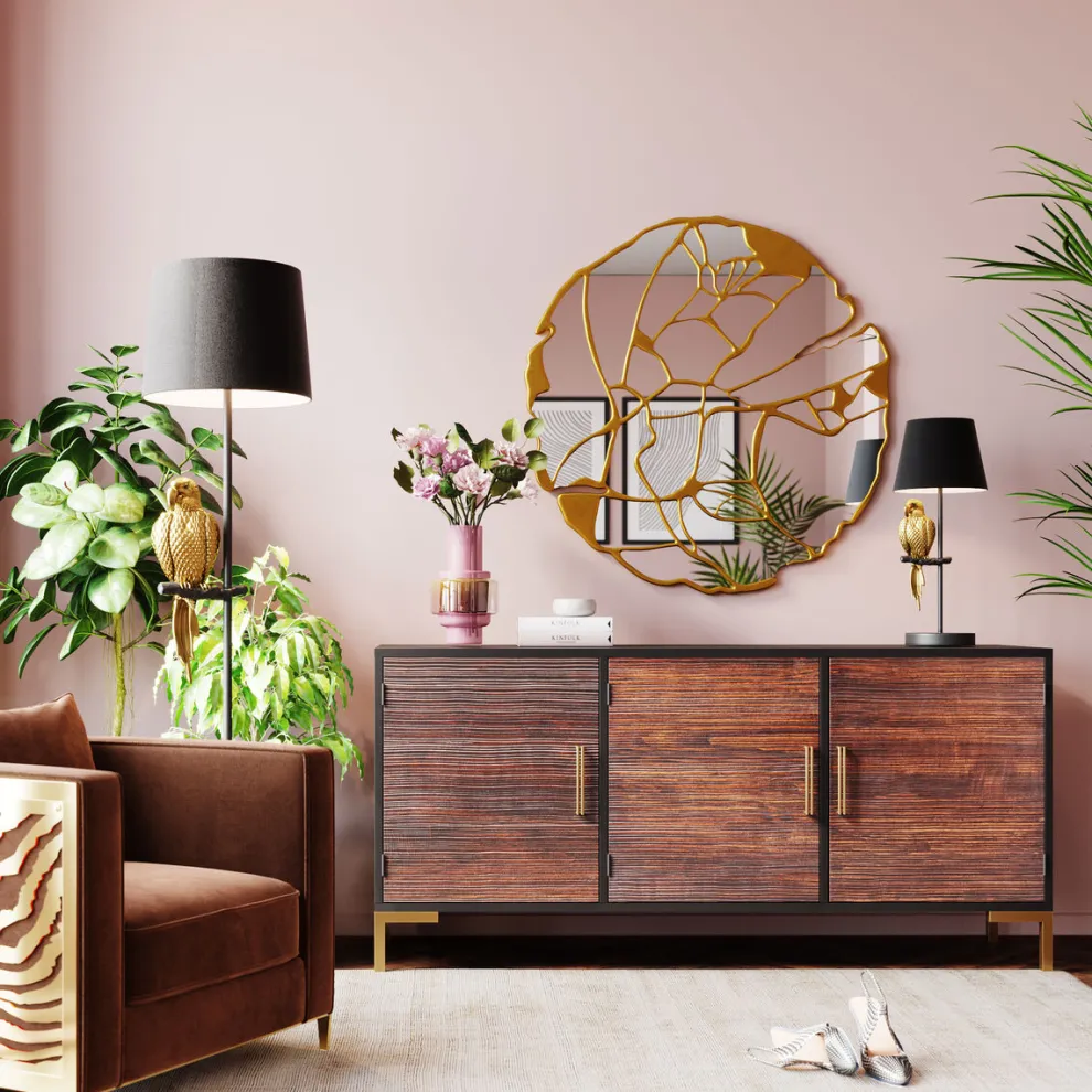 Spiegel Pieces Goud Ø100cm