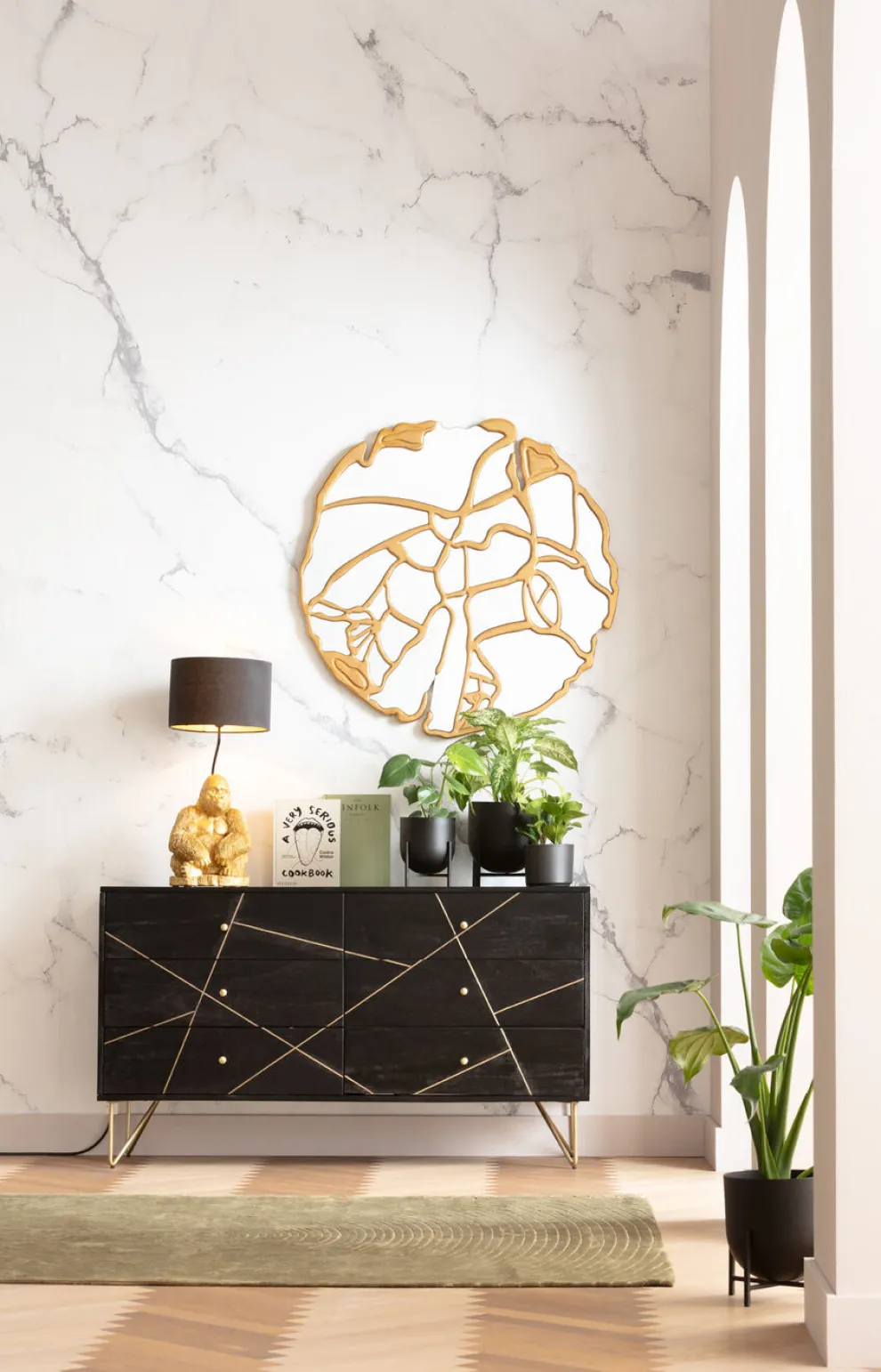 Spiegel Pieces Goud Ø100cm