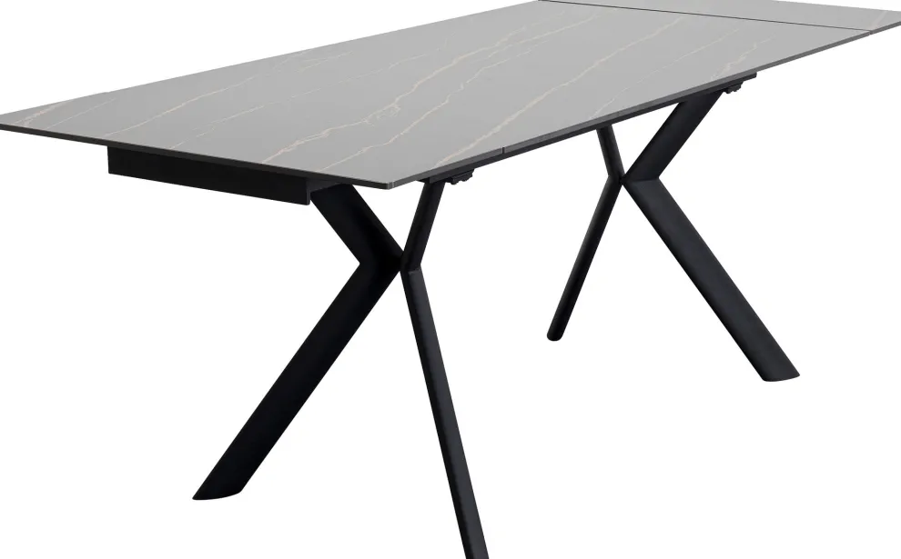 Uitschuifbare Eettafel Xenia Black 140(30+30)x80cm