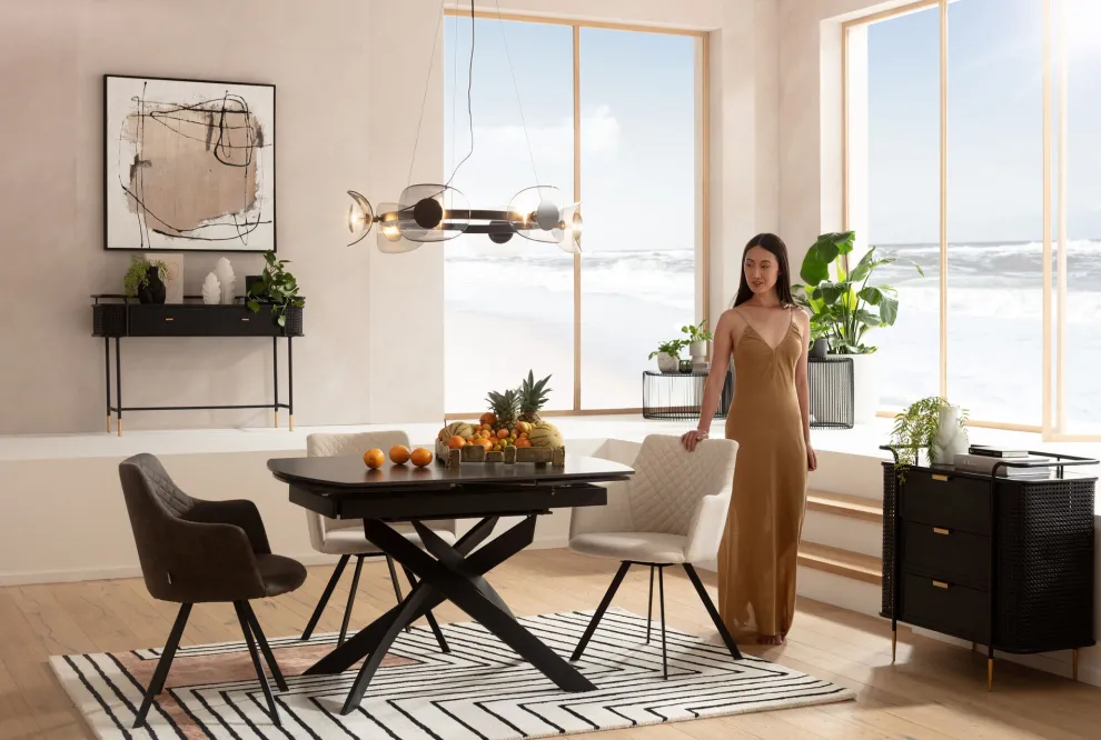 Uitschuiftafel Twist Black 120(30+30)x90cm