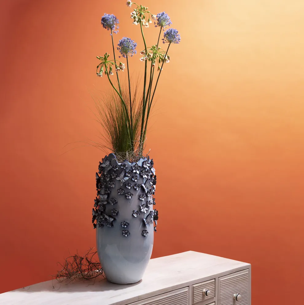 Vaas Butterflies Lichtblauw 50cm