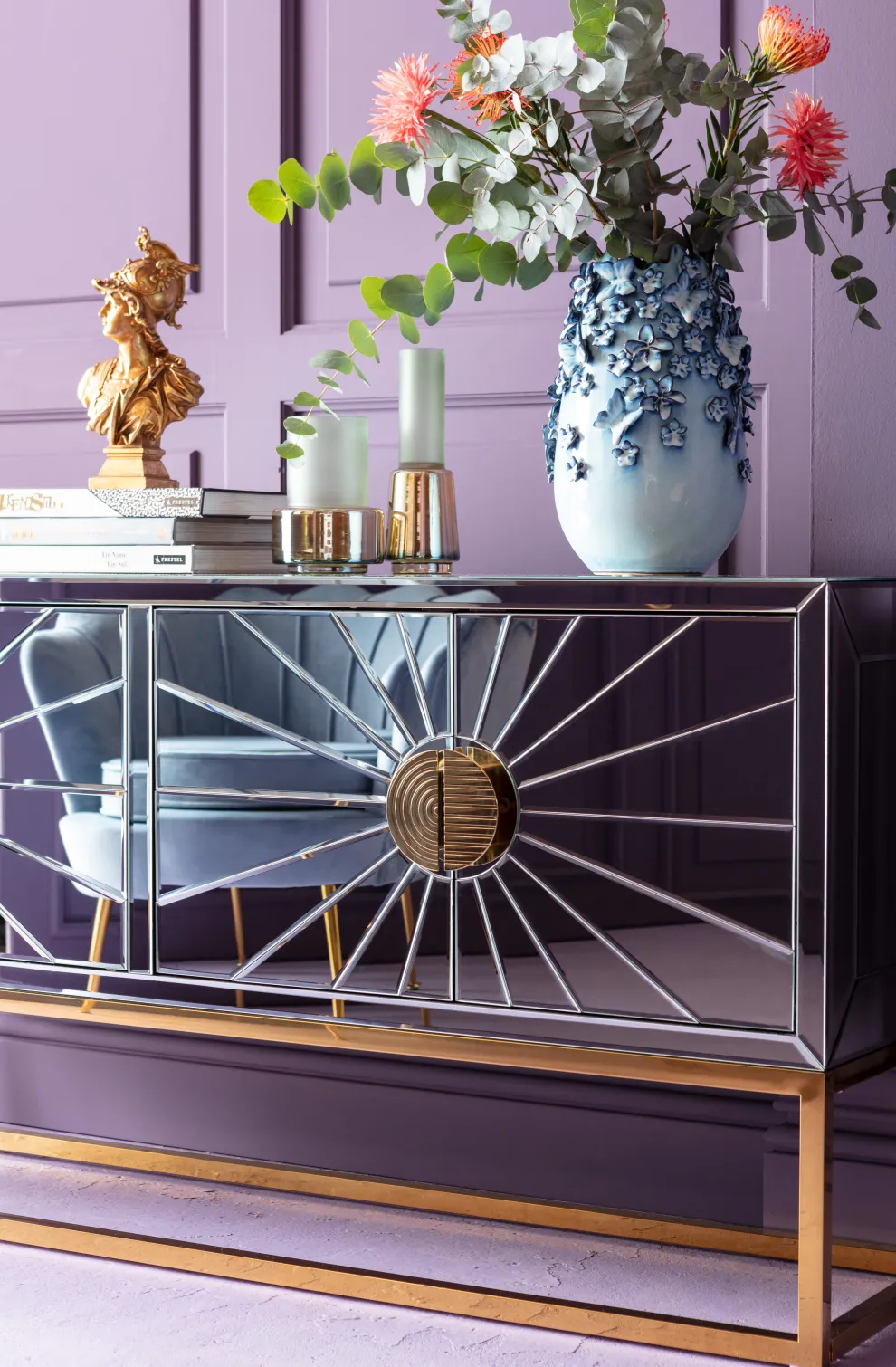 Vaas Butterflies Lichtblauw 35cm