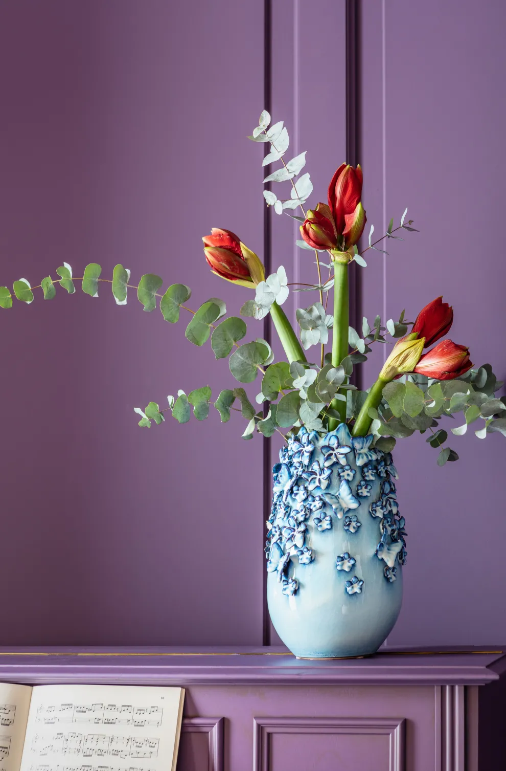 Vaas Butterflies Lichtblauw 35cm