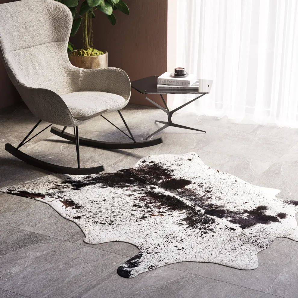 Vloerkleed Hide Zwart-Wit