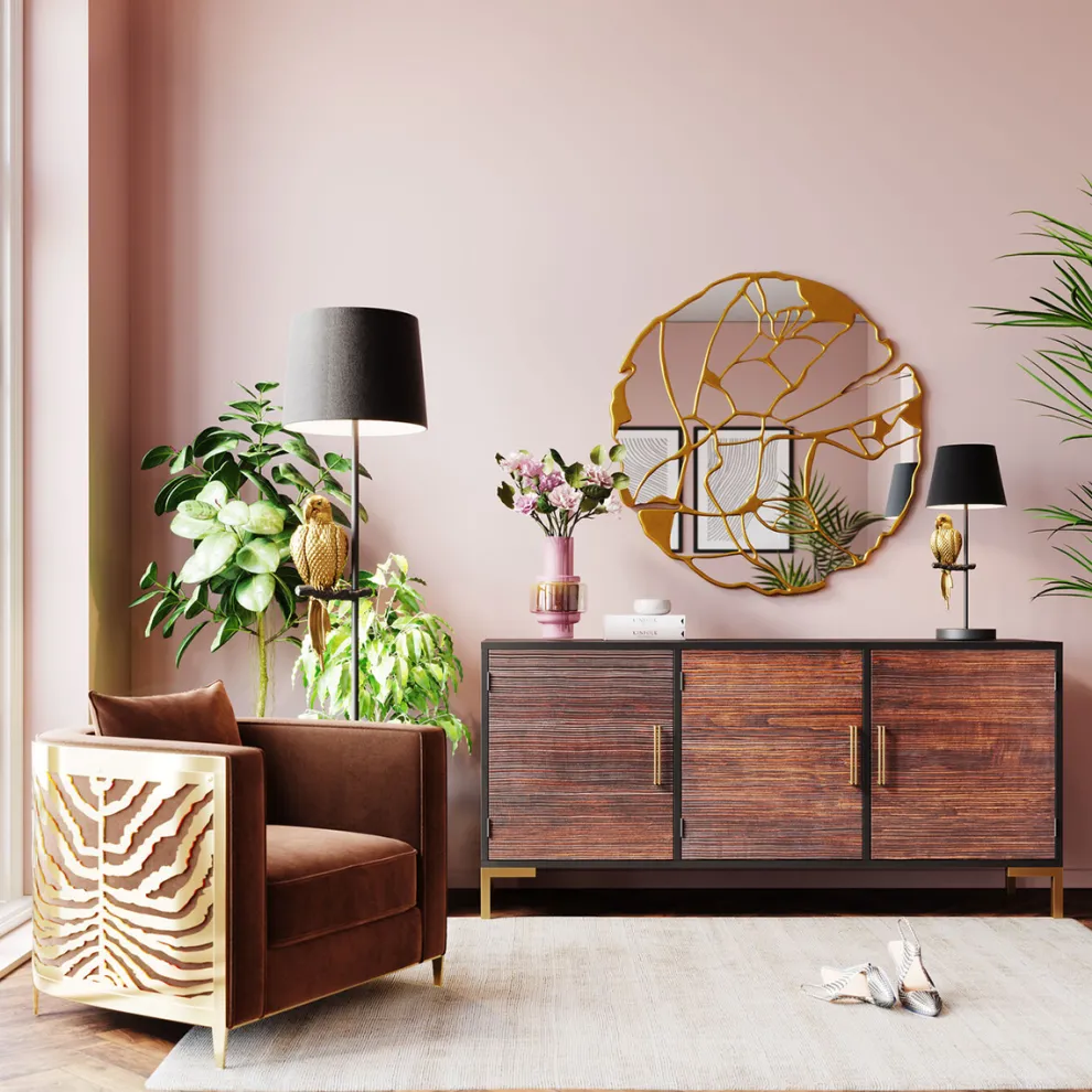 Vloerlamp Animal Parrot Gold 176cm