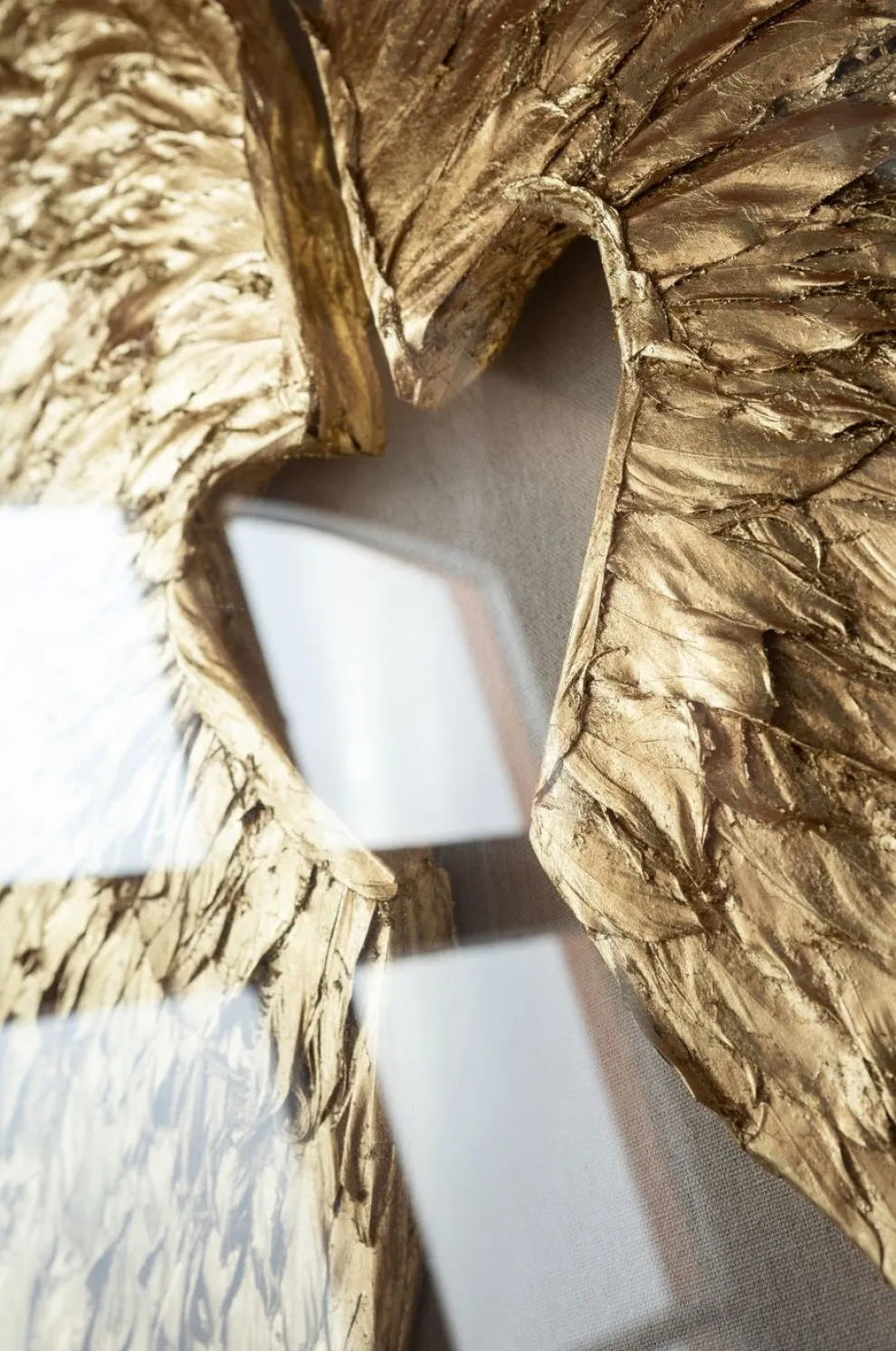 Wanddecoratie Wings Goud-Wit 120x120cm