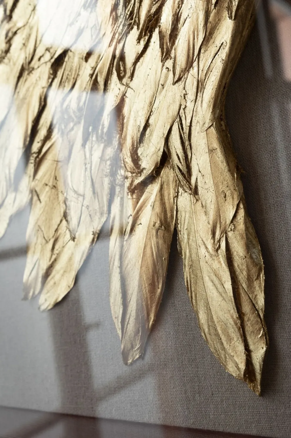 Wanddecoratie Wings Goud-Wit 120x120cm