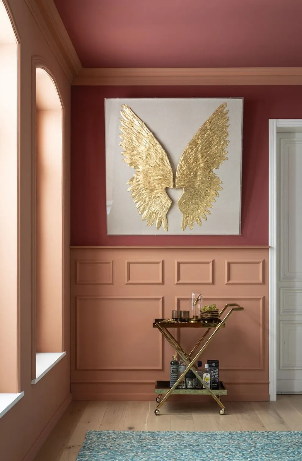 Wanddecoratie Wings Goud-Wit 120x120cm