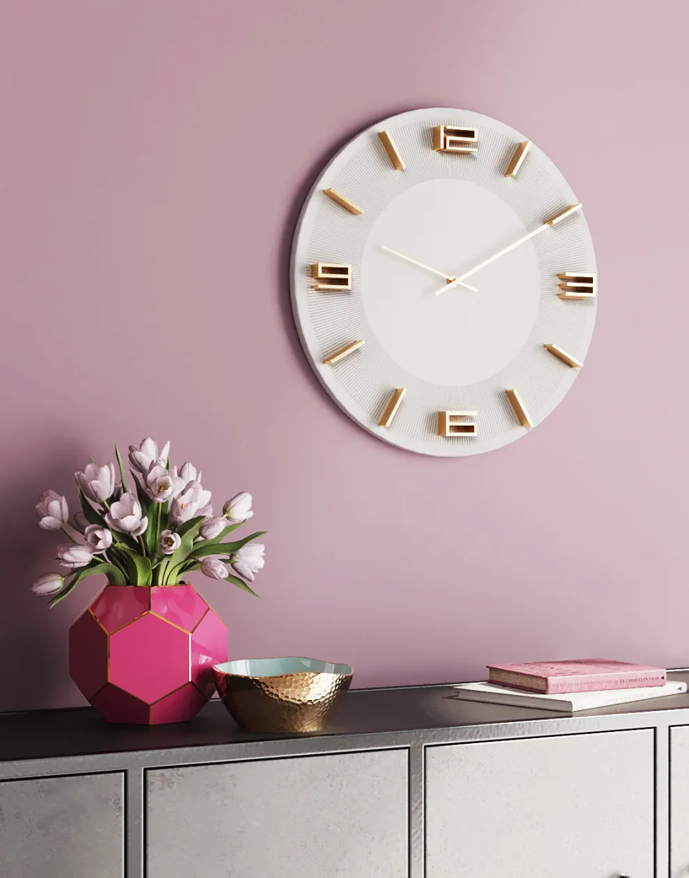 Wandklok Leonardo Wit-Goud