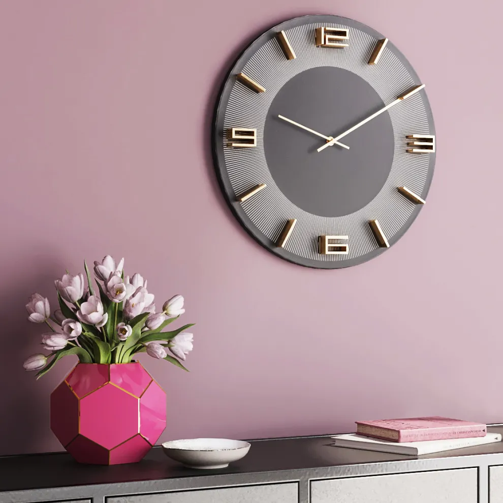Wandklok Leonardo Grijs-Goud