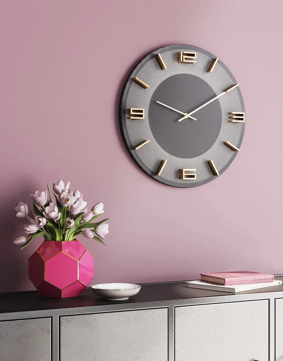 Wandklok Leonardo Grijs-Goud