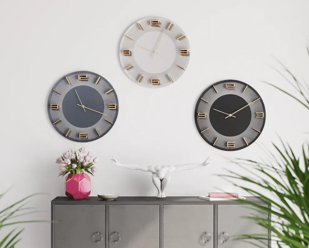 Wandklok Leonardo Grijs-Goud